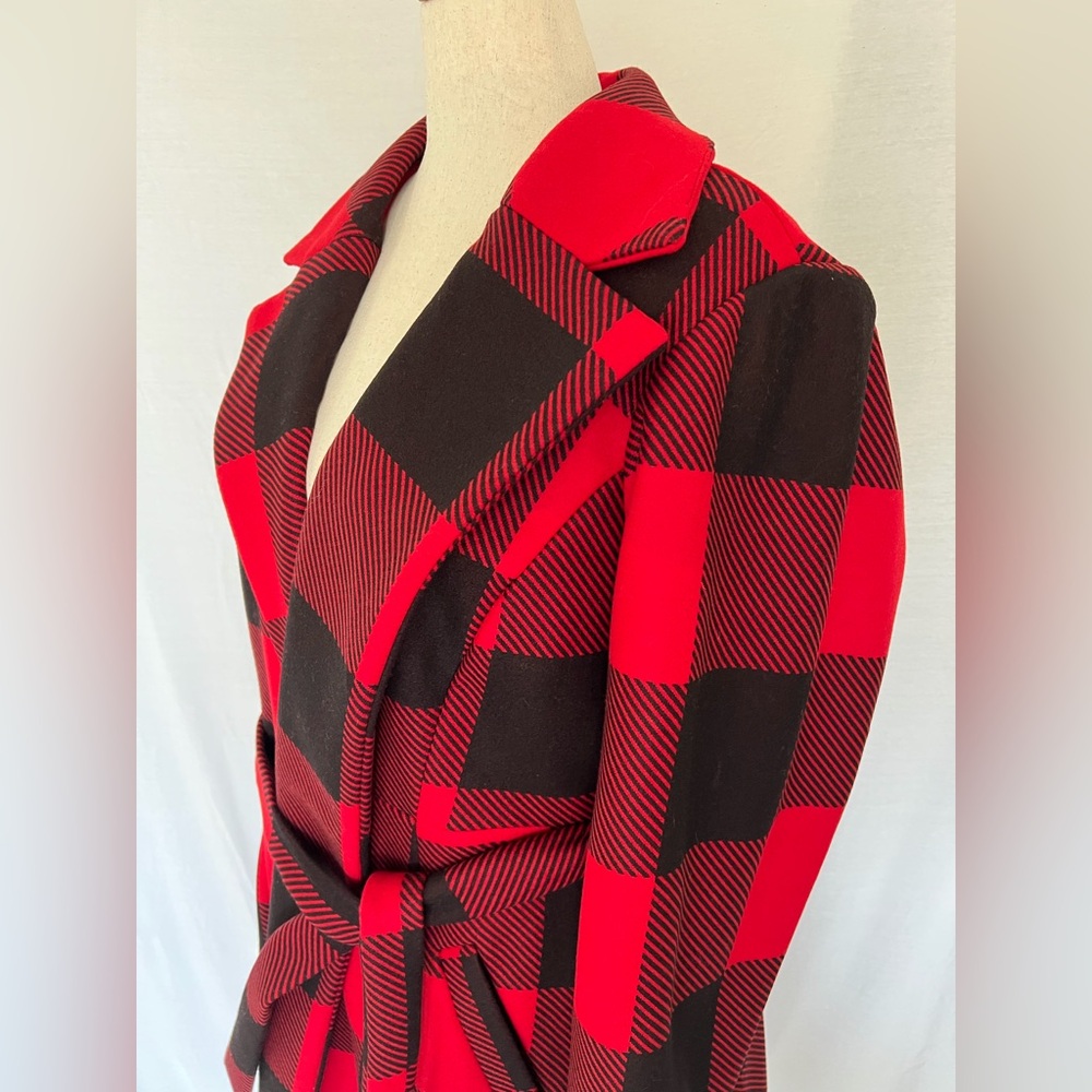 NWT Torrid Red Plaid Tie Waist Wrap Coat Size 3 (22-24) - Picture 7 of 16